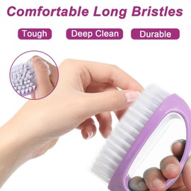 2 Pcs Nail Brushes for Cleaning Nails, Grip Nail Cleaning Brush Plastic Nail Brush, Nail Dust Brush Hand Scrubbing Brush for Fingertips and Under Fingernails Deep Clean(Green, Purple)