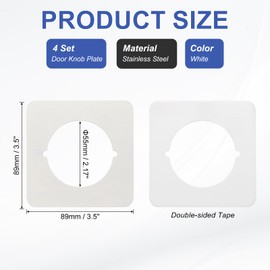 PATIKIL Door Knob Plates, 4 Pcs Square Plate Cover for Door Deadbolt Double Side Knob Handle Repair Kit Cover Filler Fixing Repair Backplate, White