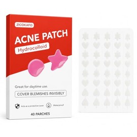 Acne Patch Parches para Acné Hidrocoloides 40 Piezas – Parches Invisibles en Forma de Corazones y Estrellas para Granos y Espinillas, Tratamiento Faci