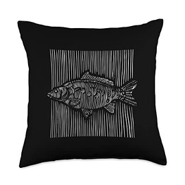 Angel Fishing, lustige Sprüche Carp Silhouette Fishing Design for Men Women Throw Pillow, 18x18, Multicolor