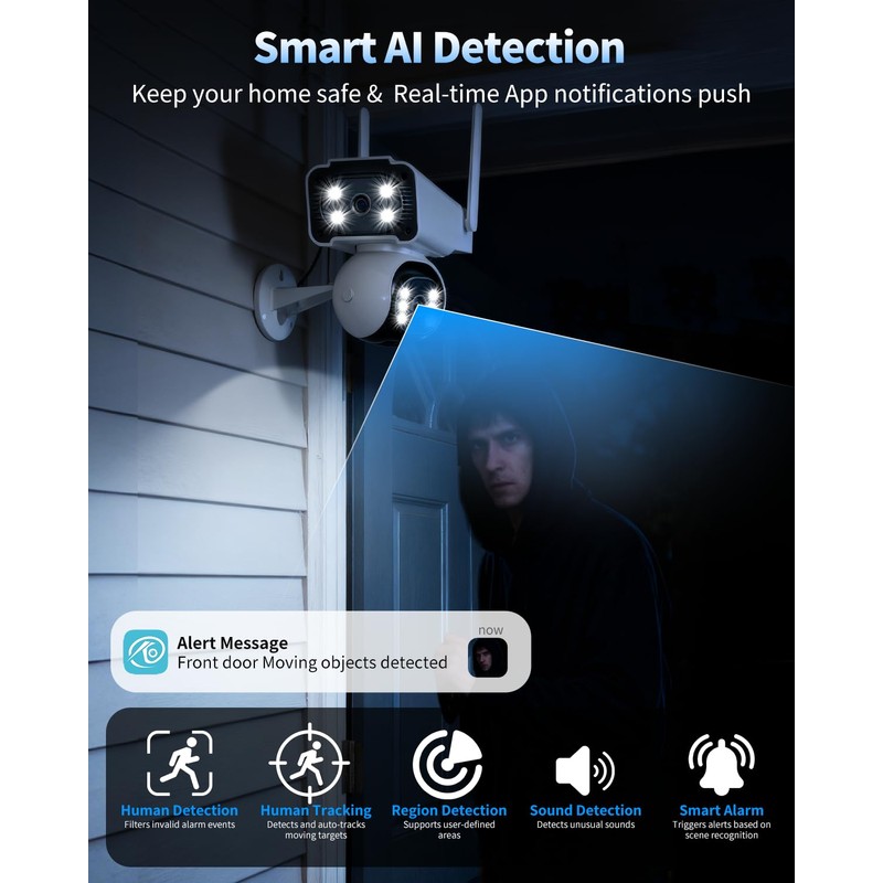 Dygoophy® 4 K Dual Lens Security Camera Outdoor, Surveillance Camera,