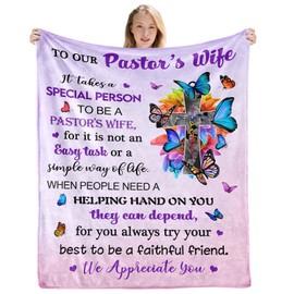 Pastor Wife Appreciation Gifts, Pastor's Wife Gifts Blanket 60 L X50 W, Thank You Gifts Pastor's Wife, Religious Gift for Minister's Wife, Unique for Wemon