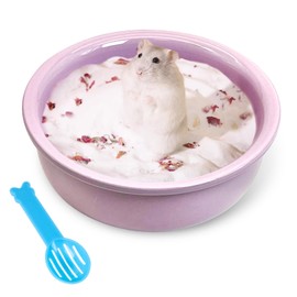 kathson Hamster Sand Bath Box Ceramic Small Animals Shower Bathtub Gerbil Litter Box Mice Bathroom Syrian Hamster Digging Sand Container Cage Accessories for Lemmings (Purple)