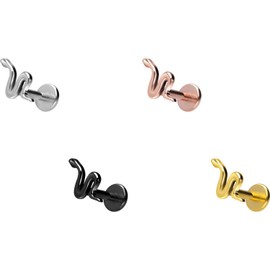 PIERCINGLINE Titanium Labret with Internal Thread Titanium Attachment Snake Piercing Lip Nose Ear Helix Tragus Medusa Choice of Colours and Sizes, Titanium