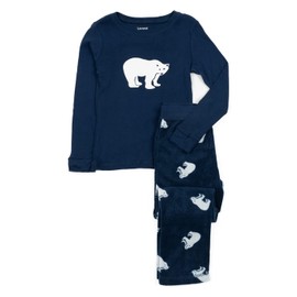 Leveret Fleece & Cotton 2 Piece Pajama Polar Bear 10 Years