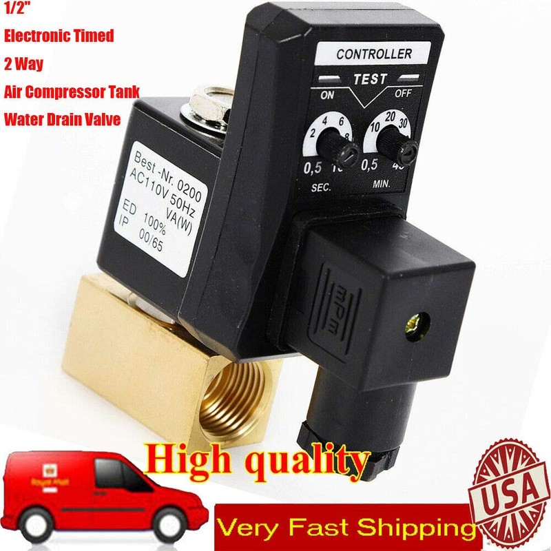DENESTUS 1/2" Timing Drain Valve Automatic Electronic Timed 2 Way