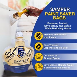 StopLossBags Samplers 4-Pack - 4 Reusable 6 oz Paint Storage Bags - Airtight, Durable, Eco-Friendly Paint Pouches - Easy Pour, Mix & Store