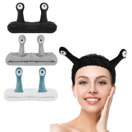 LOPHE Face Wash Headband, 3 Pcs Snail Spa Hair Bands, Soft Cute Coral Fleece Elastic Headband, Head Wraps for Face Wash Makeup, Beauty Skincare, Sport Shower, Creative Hair Accessories for Women