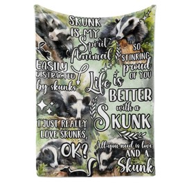 Huglanket Skunk Gifts for Women, Men, Skunk Blanket for Skunk Lovers, 50" x 65" Skunk Throw for Birthday - Life is Better with A Skunk - Green