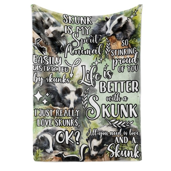 Huglanket Skunk Gifts for Women, Men, Skunk Blanket for Skunk