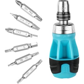 DURATECH 12-in-1 Ratcheting Screwdriver Set Multi-bit Short Screwdriver 4"/6" - 4 inch