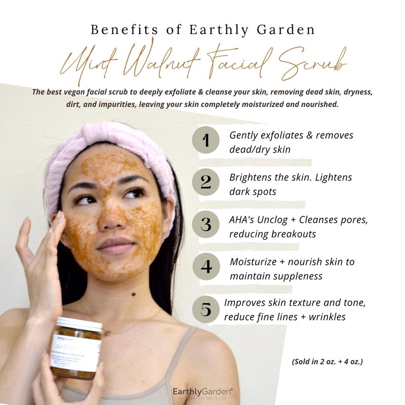 Earthly Garden Mint Walnut Exfoliating Face Scrub (AHA) - Natural