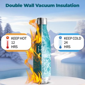 Water Bottle, 750 ml, BPA-Free, Stainless Steel, 304 Stainless Steel, Water Bottle, Double-Walled Vacuum Insulated, Insulated Bottle for Camping, Office, Gym, Climbing Mountains - Moss Green Metal