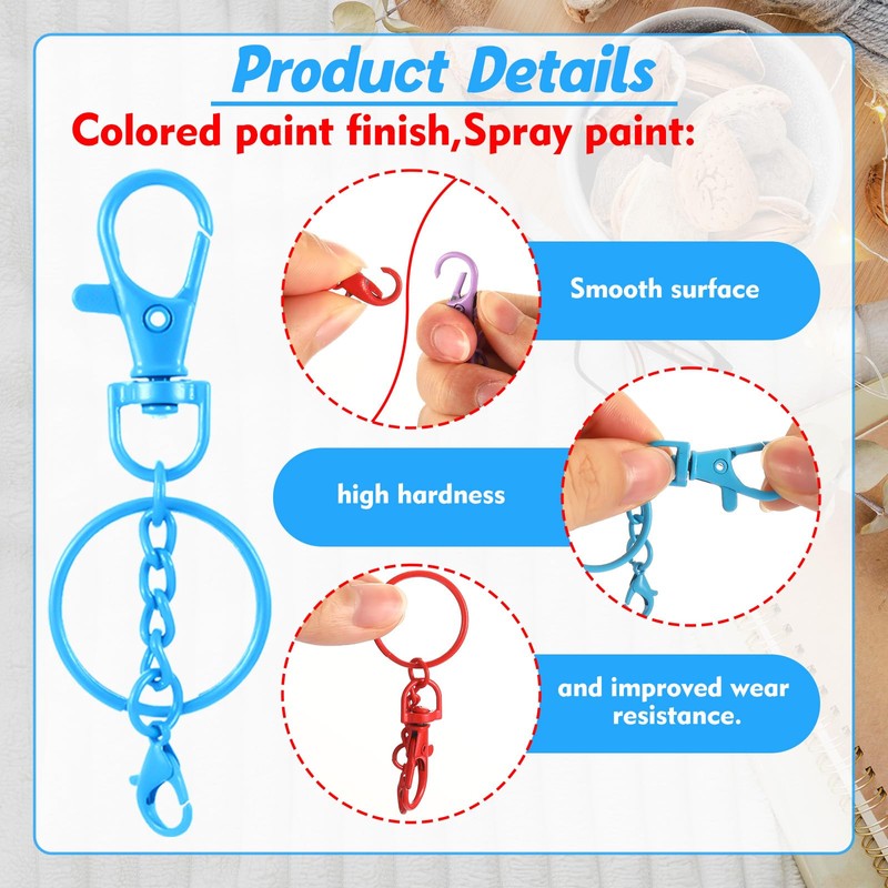 Otoolling 64 Pcs Colorful Swivel Snap Hook with Key Rings