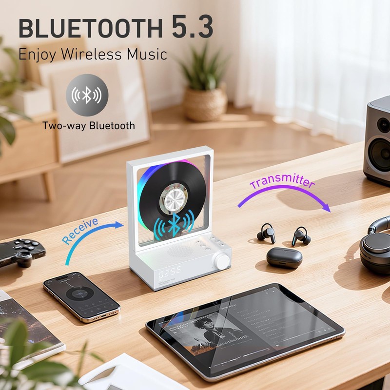 HOTT C229 Desktop Portable CD Player with Bluetooth 5.3,Built-in Speaker