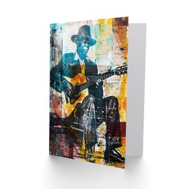 Artery8 Blues Music Guitar Player Upcycle Painting Greeting Birthday Card Him Her All Blank