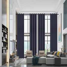 Qiseca Extra Long Curtains High Ceiling Drapes 16Ft for Living Room, Tall Windows Custom Made 2 Story Blackout Curtains for High Living Room Bedroom Loft Theater W52xL192 Inches Long 1 Panel, Navy
