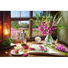CASTORLAND 1000 Piece Jigsaw Puzzles, Still Life with Violet Snapdragons, Classic Interior, Window View, Garden Puzzle, Adult Puzzle, Castorland C-104345-2