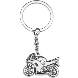 TRIXES Silver Motorcycle Keyring – Metal Motor Bike Keychain – Gifts for Men & Women – Kids Formula 1 Key Accessories – For Fans of Racing Cars & Motorbikes – Motorbike Pendant with Chain & Ring