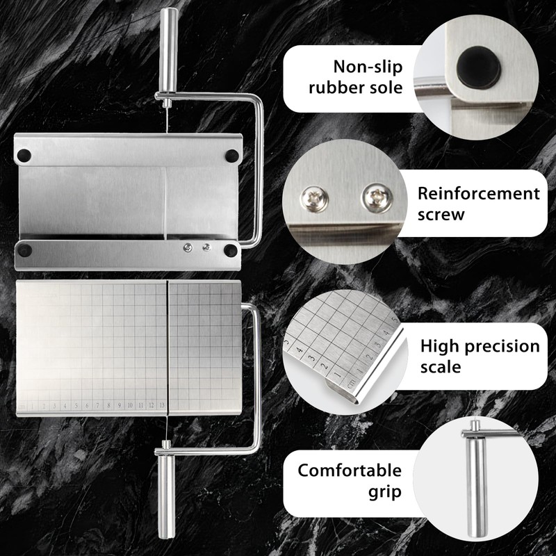 Cheese Slicer with 9 Replacement Wires, Heavy-Duty Stainless Steel Cheese