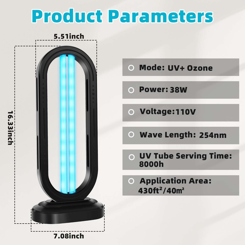 Feefir UV Light Sanitizer,4-Speed Timing and Remote Control UVC Home