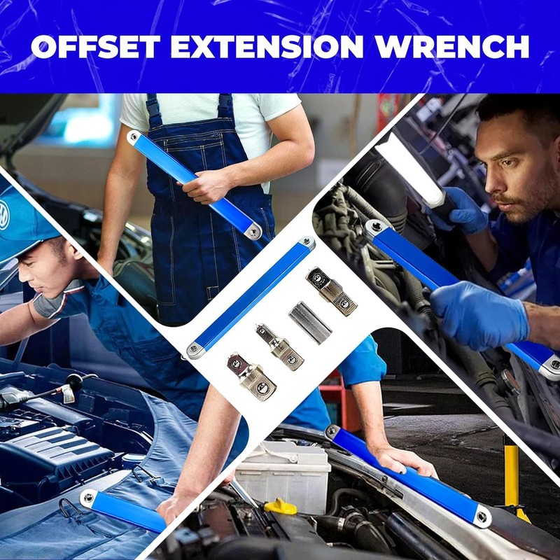 COMATIP Offset Extension Wrench Set, Impact-Ready Socket Wrench Tool with