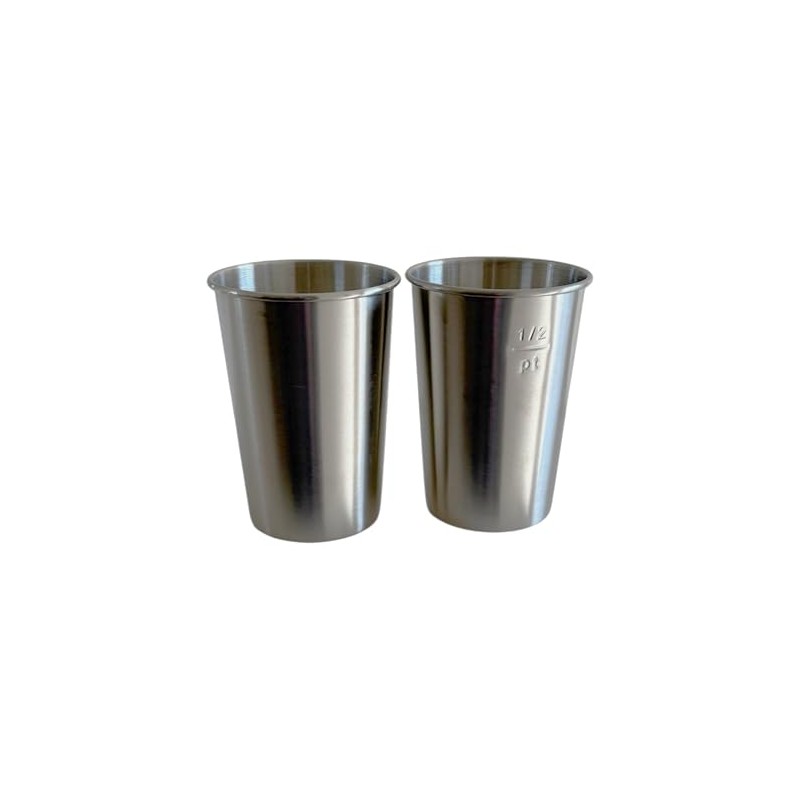 Stainless Steel Half Pint Cups, Set of 2, 284ml, Camping