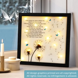 Memorial Gifts LED Shadow Box - Sympathy Gifts for Loss of Mother, Father & Loved Ones - Dandelion Decor