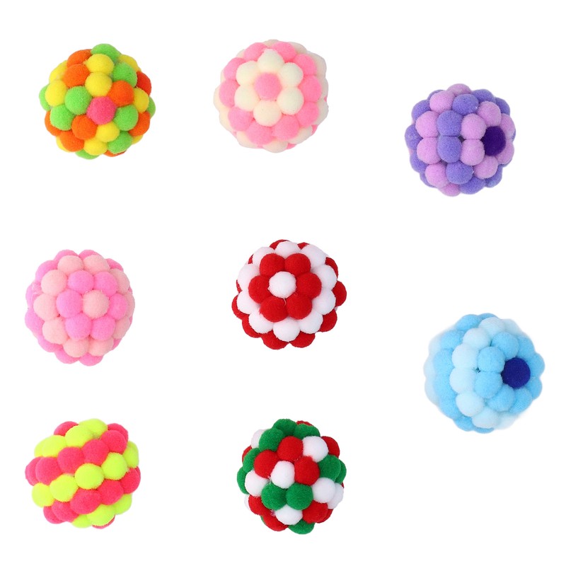 8pcs Cat Ball Toys Elastic Soft Colorful Interactive Chasing Chewing