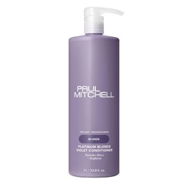 Paul Mitchell Platinum Blonde Acondicionador Violeta, Elimina Tonos Cobrizos y Aclara el Color, Ideal para Cabello Rubio Claro a Medio, Plateado, Gris o Blanco, 1 L
