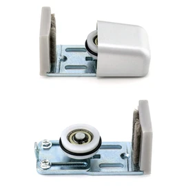 QWORK® Door Floor Guide, Adjustable Barn Door Roller Guides, Non-Scratch Wheels with Ball Bearing, for Frame Sliding Door, Silver, 2Pcs