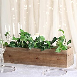 Pamela Leigh Natural Rectangular Wood Planter Box with Removable Plastic Liner, 24" L x 6" H Rustic Wooden Planter, Indoor Decorative Box
