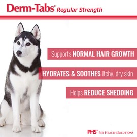 Pet Health Solutions DermTabs Regular Strength for Dogs Natural Oil, Vitamins, Minerals, and Antioxidants Support He