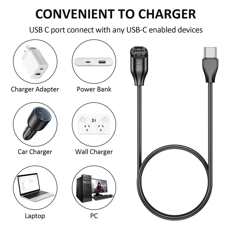 Charger for Garmin Bounce, Vivosmart 5, USB A + USB