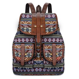 EliteHomeComforts Backpack Women's Backpack Hippie Leisure Backpack Travel Backpack Laptop Backpack Women's Colourful Multicoloured Indian Style Polyester Daypack Daypack for School Backpack Girls,