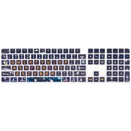 WSLUCKO Keyboard Cover Skin for 2021 New Apple iMac Magic Keyboard (Model: A2520) with Numeric Keypad & Touch ID, Cute Printing Silicone Keyboard Protector,Space Man