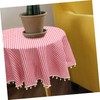 GRIRIW Decorative Checkered Round Tablecloth with Tassel Blend for Dining