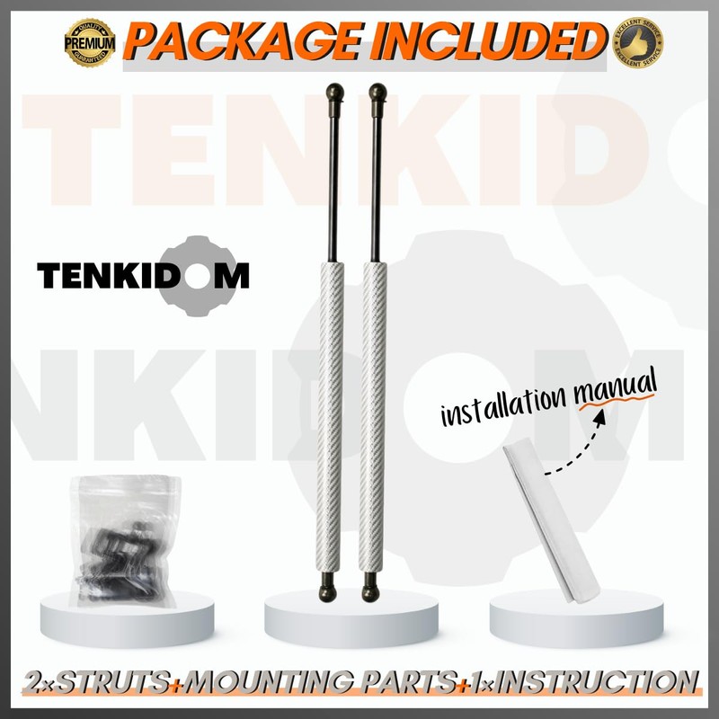 TENKIDOM Qty(2) Carbon Fiber Hood Struts Compatible with Honda Civic