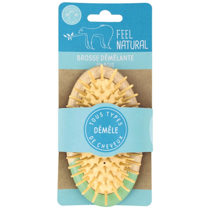 Oval Pocket Bamboo Hair Brush Feel Natural