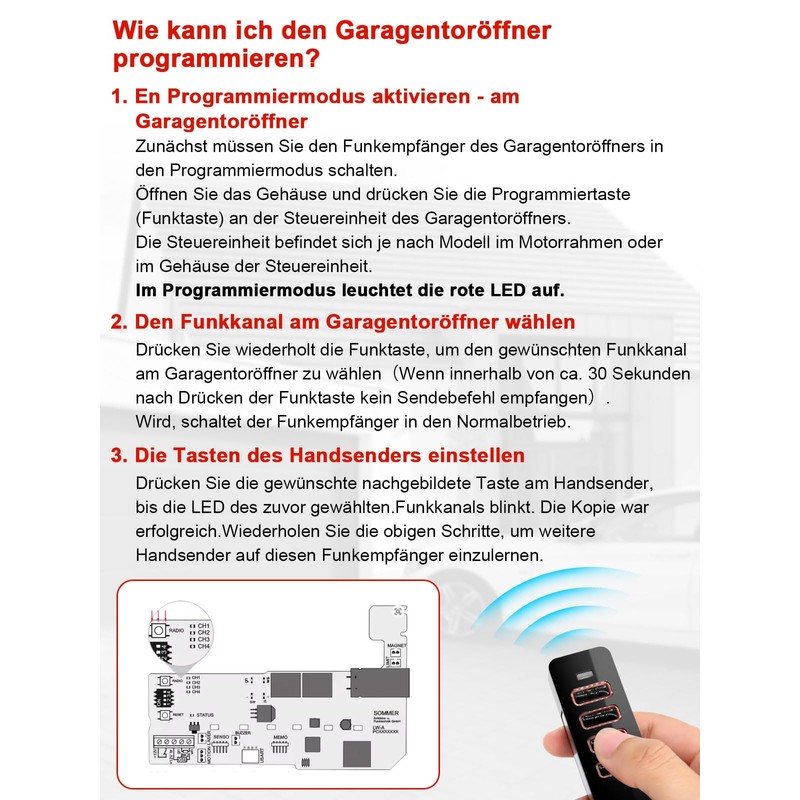 Wvoillty Garage Door Opener, Handheld Transmitter, 868 MHz, Garage Door