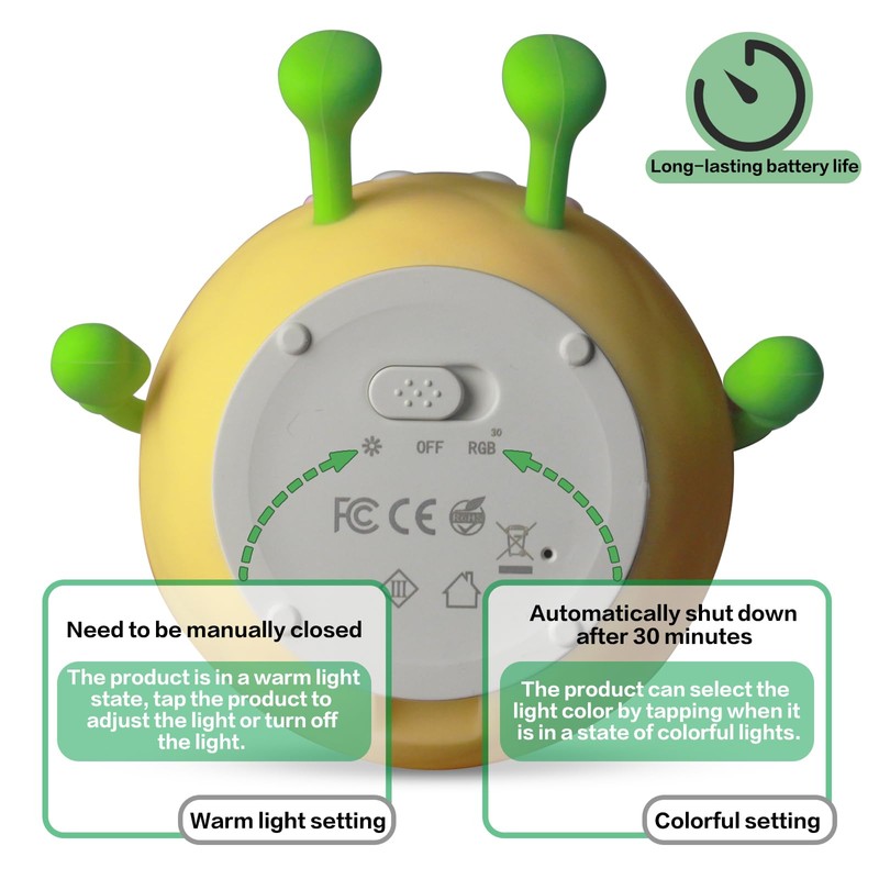 Yesinaly Silicone Night Light for Kids Nursery - Dimmable Touch