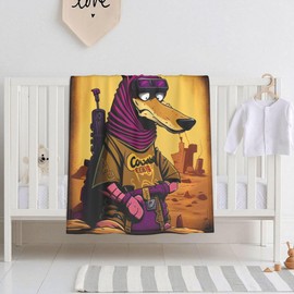 E-RIDES 76x100CM Small Flannel Blanket, Fox Warrior Blanket for Babies, Kids, Cat, Dog, Travel - Lightweight Blanket for Couch, Bed, Car, and Stroller, Idea Birthday Gift