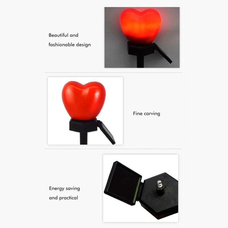 Outdoor Solar Garden Stake Lights Waterproof Solar Red Heart Shaped