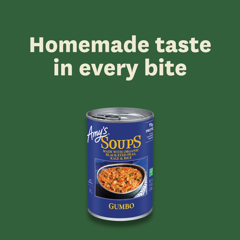 Amy's Soup, Black-Eyed Pea & Kale Gumbo, 14 Oz, Pack