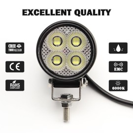 CUCNEXT 2PCS 20W 2.5 Inch Round Work Light Driving Lights LED Work Lights For Motorcycle Tractor Car Offroad Flood Beam Work Lamp 12v 24v 1800lm