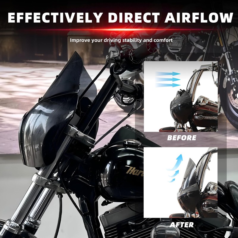 FATECIM 13" Smoke Windscreen Windshield for Harley Dyna FXDXT T-Sport