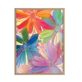 Kate and Laurel Blake Flowers on Glass Framed Printed Acrylic Wall Art by Jessi Raulet of Ettavee, 24x32 Natural, Chic Vibrant Floral Art for Wall