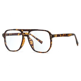 SUNBSR Fashion Square Glasses for Women Men Retro Square Aviator 90s Blue Light Blocking Glasses Computer Eyewear (Leopard)