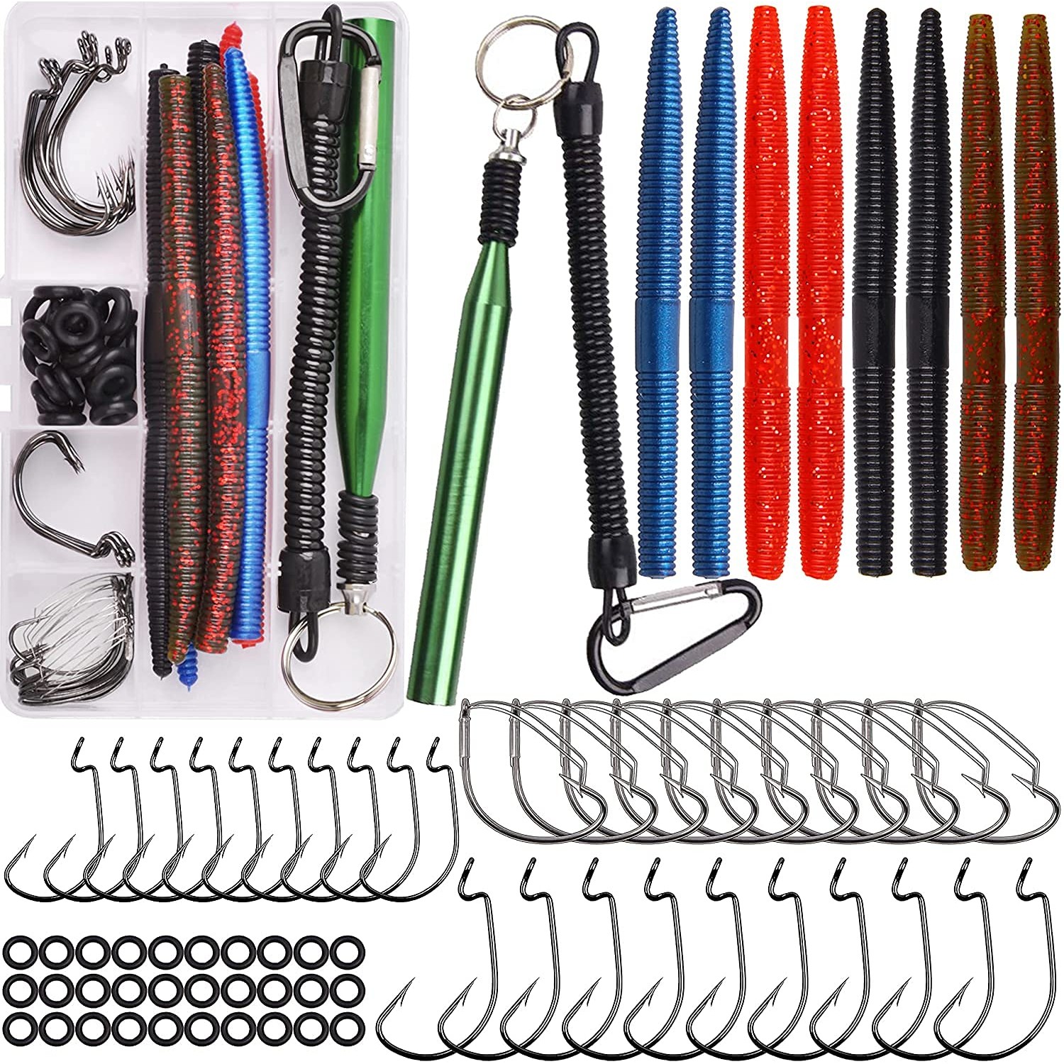 Wacky Rig Fishing Wacky Worm Kits - Worm Lures, Wacky Rig Tool, Wacky ...