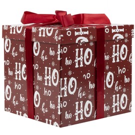 Caja de regalo de Navidad mediana de 9 pulgadas con tapa y relleno de papel, caja de regalo roja con cinta para envolver regalos de Navidad